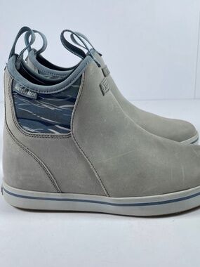XTRATUF Women's Leather Ankle Deck Boots Gray Blue 6" Waterproof Size 7.5